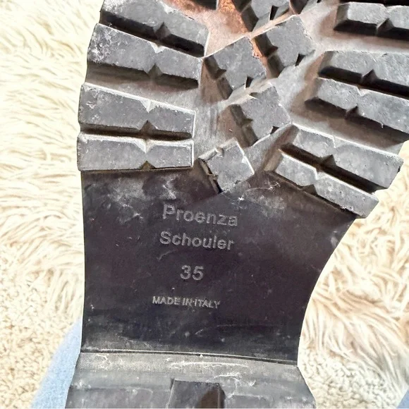 Proenza Schoulder Jordyn Lug Sole Cream Suede Leather Lace Up Boots - Picture 3 of 9